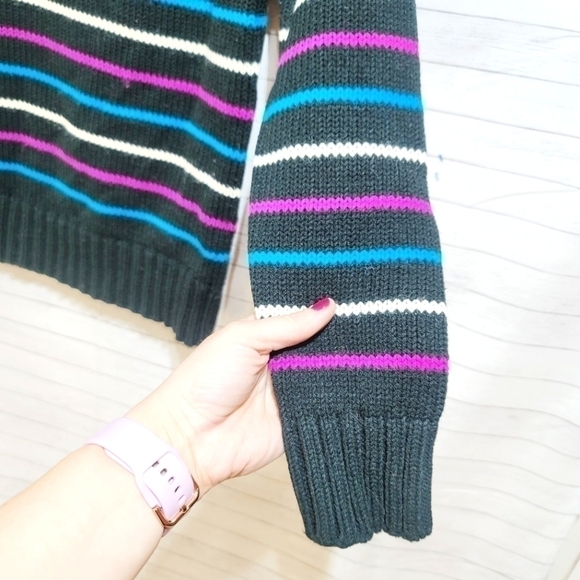 VINTAGE GITANO 80'S/90'S CABLE KNIT STRIPED SWEATER, SZ MEDIUM - Picture 3 of 5